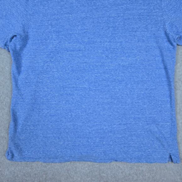 Vineyard Vines Shirt Mens Size Large Linen Blend Polo Blue Stripe Short Sleeve - Picture 9 of 16